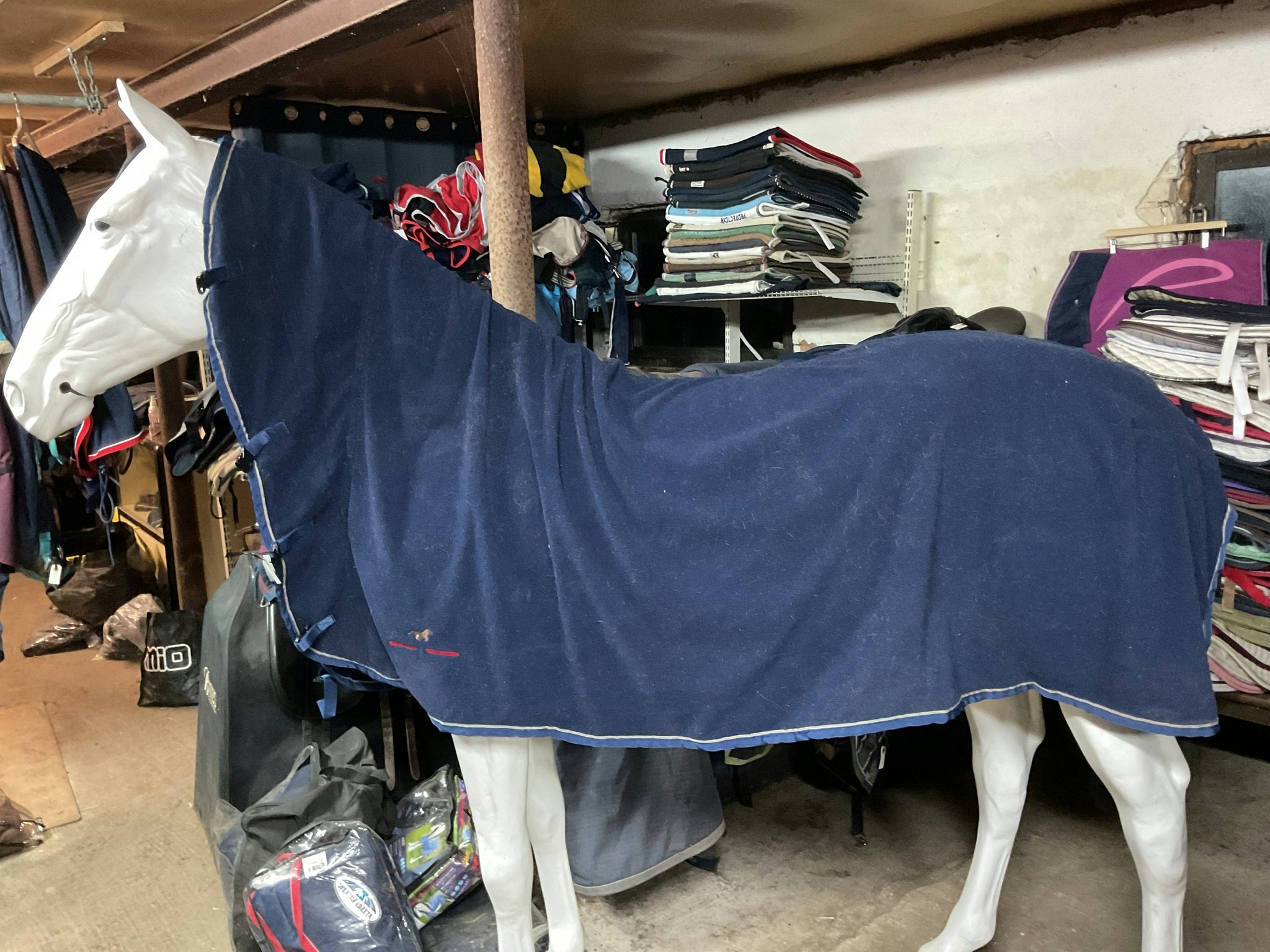 Fleecetäcke med hals, blått, 135 cm