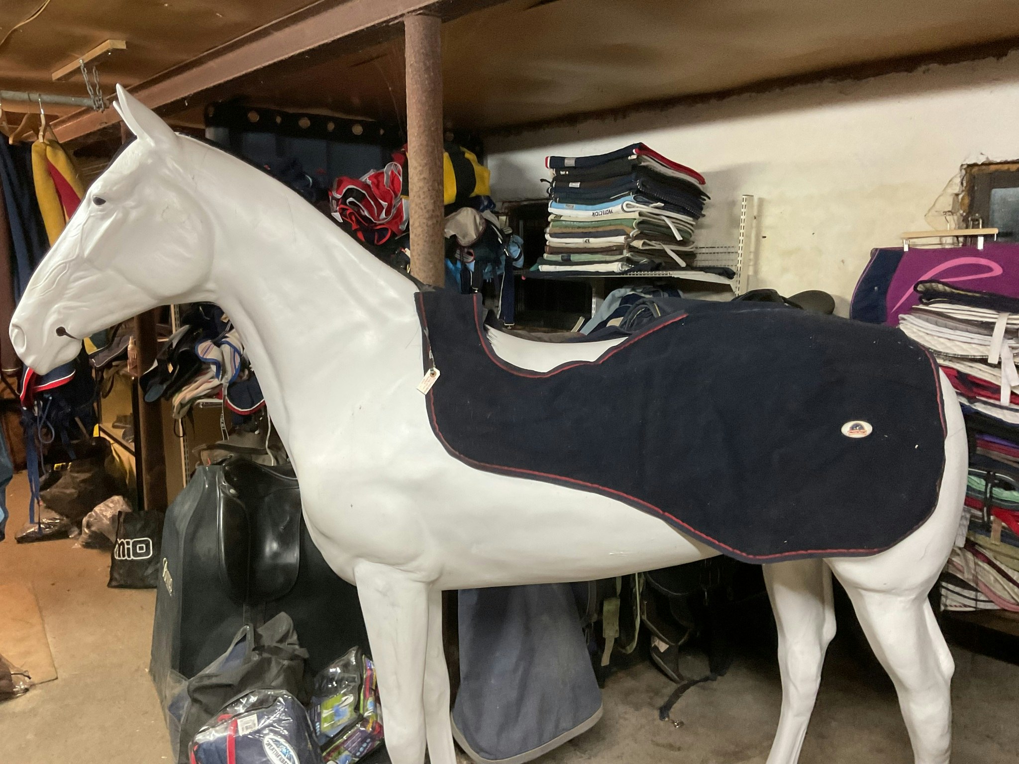 Skrittäcke,ull, blått, 115 cm, otvättat
