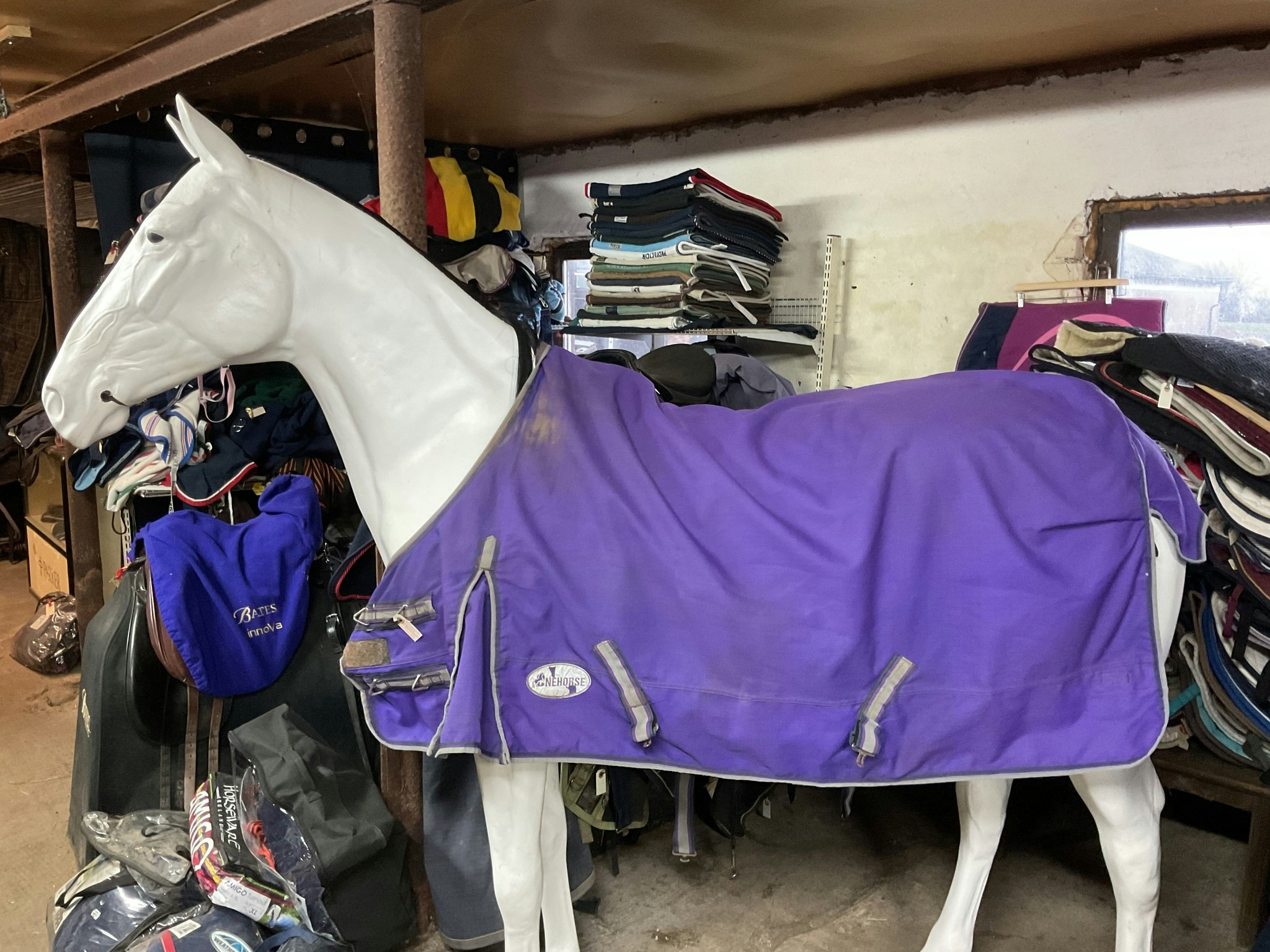 Onehorse regntäcke med fleeceinsida,lila,115 cm