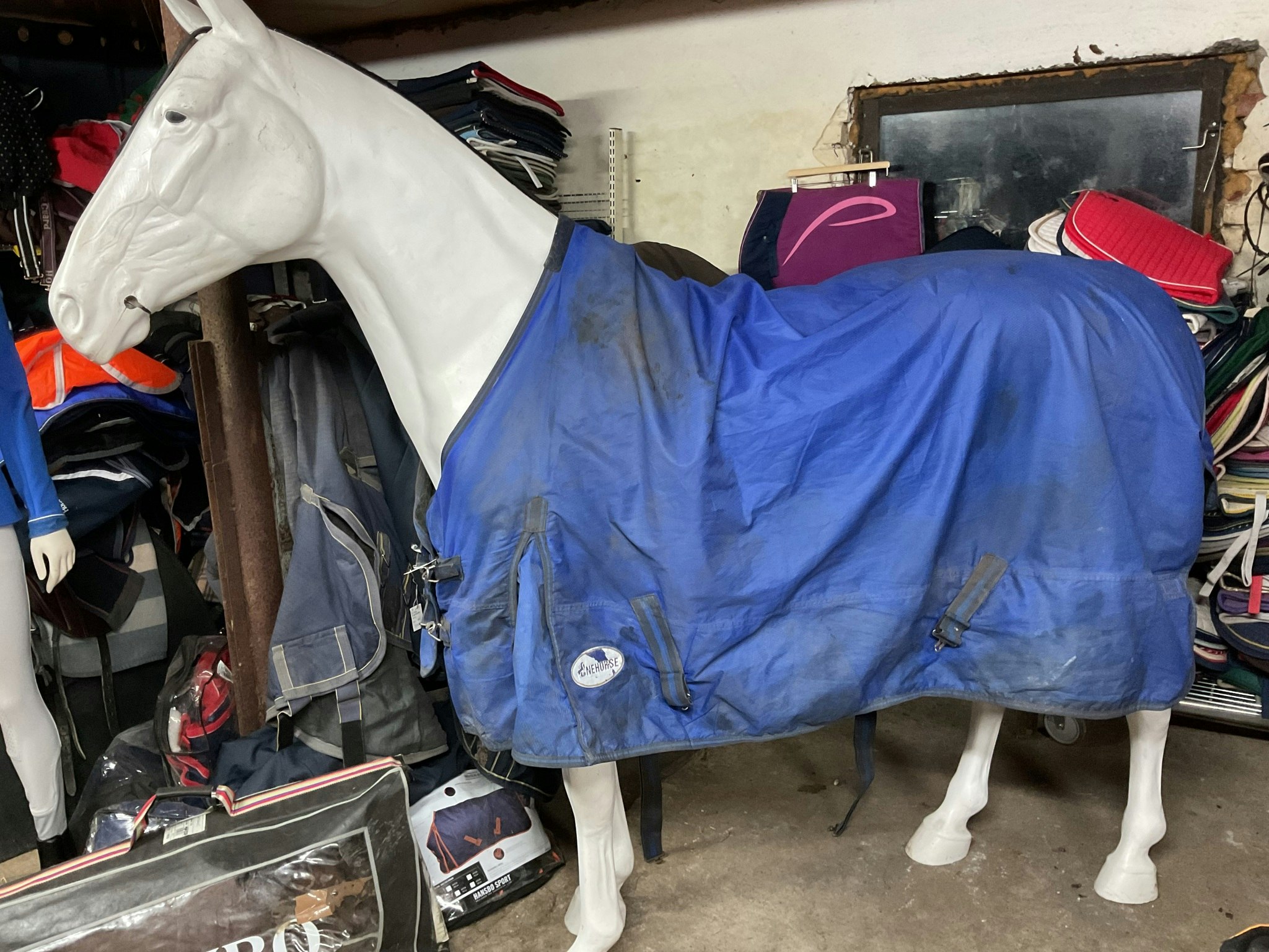 Onehorse,täcke,ca 50 gr,blått,otvättat,145 cm