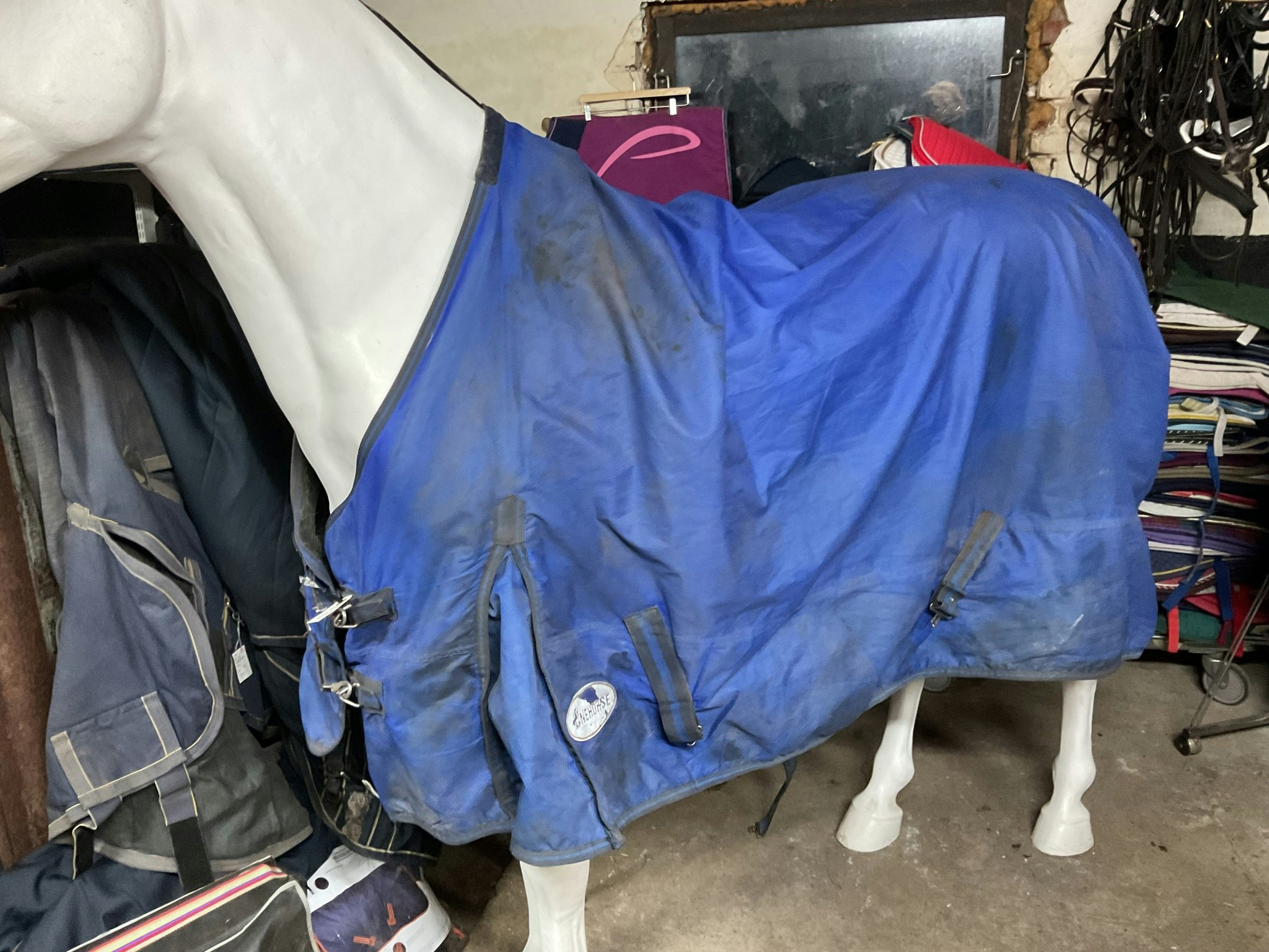 Onehorse,täcke,ca 50 gr,blått,otvättat,145 cm