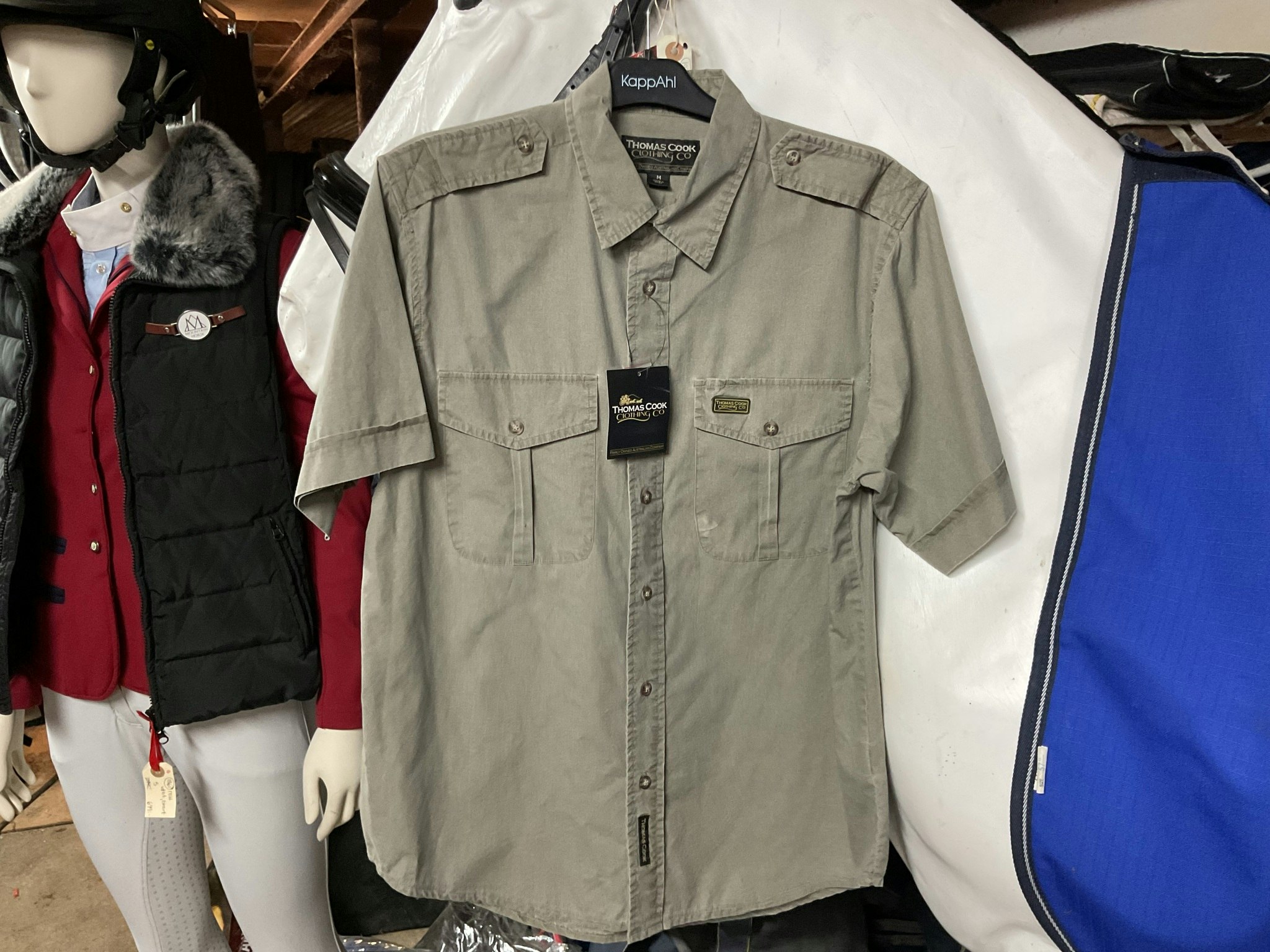 Thomas cook,kortärmad skjorta,beige/grön, m,ny