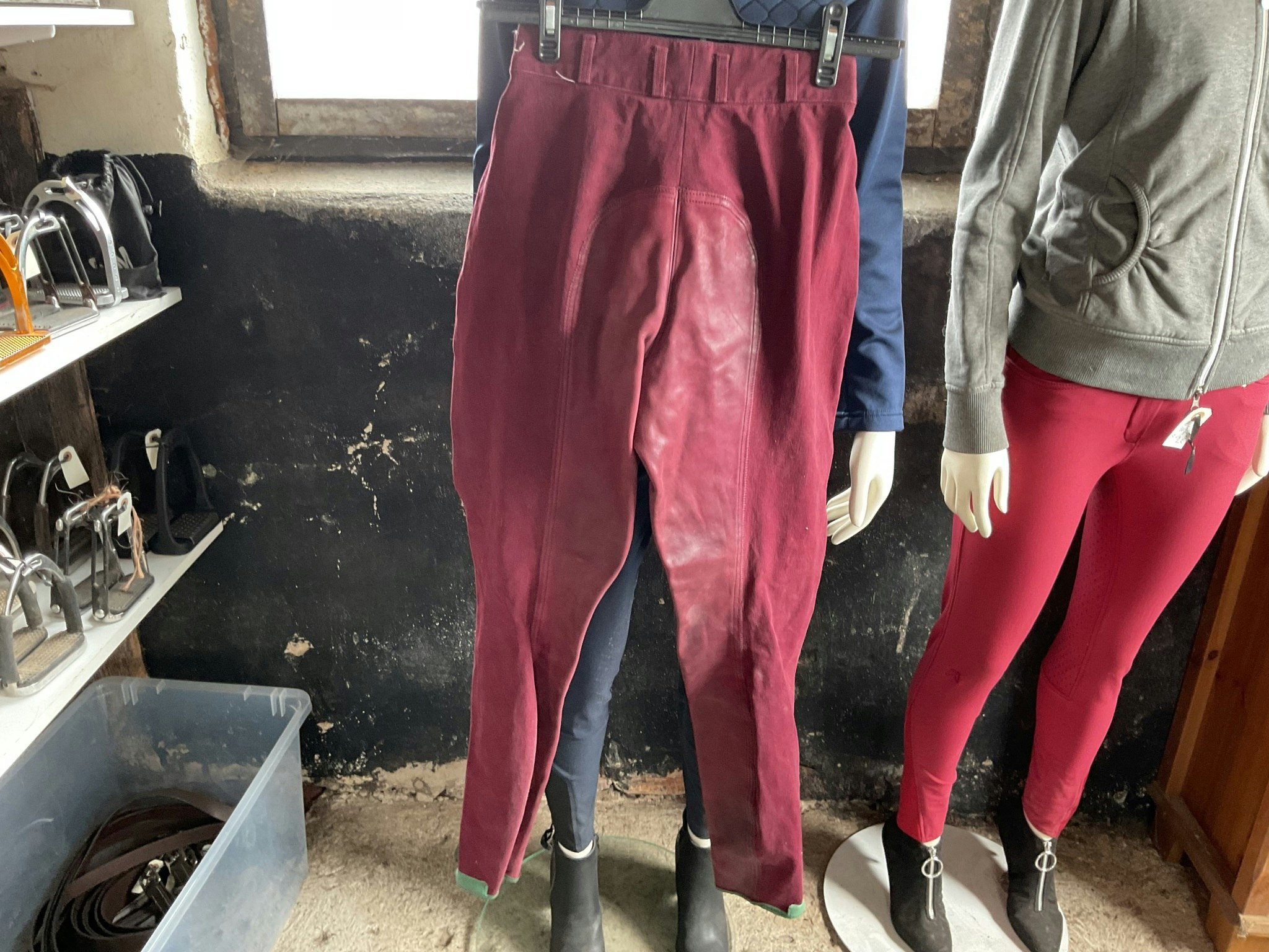 Cavallo helskodda (läder) ridbyxor,vinröda, ital 44