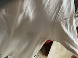 Tävlingstrlja, vit med ngn fläck, herr, stl XL