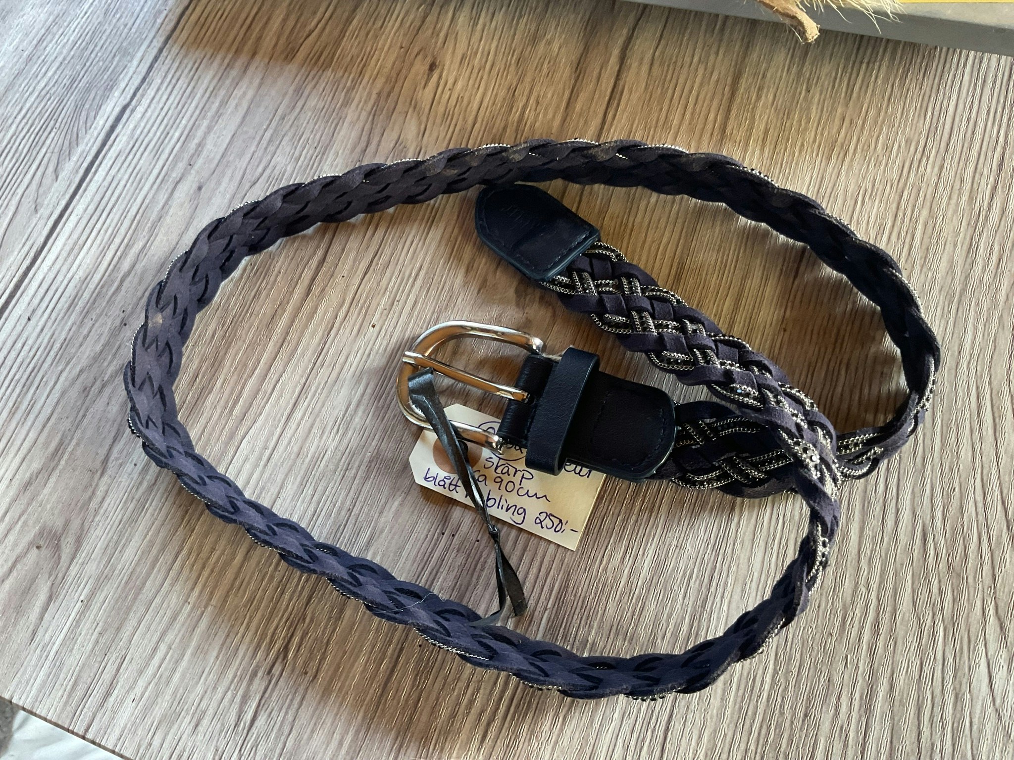Pikeur skärp,ca 90 cm, blått med bling