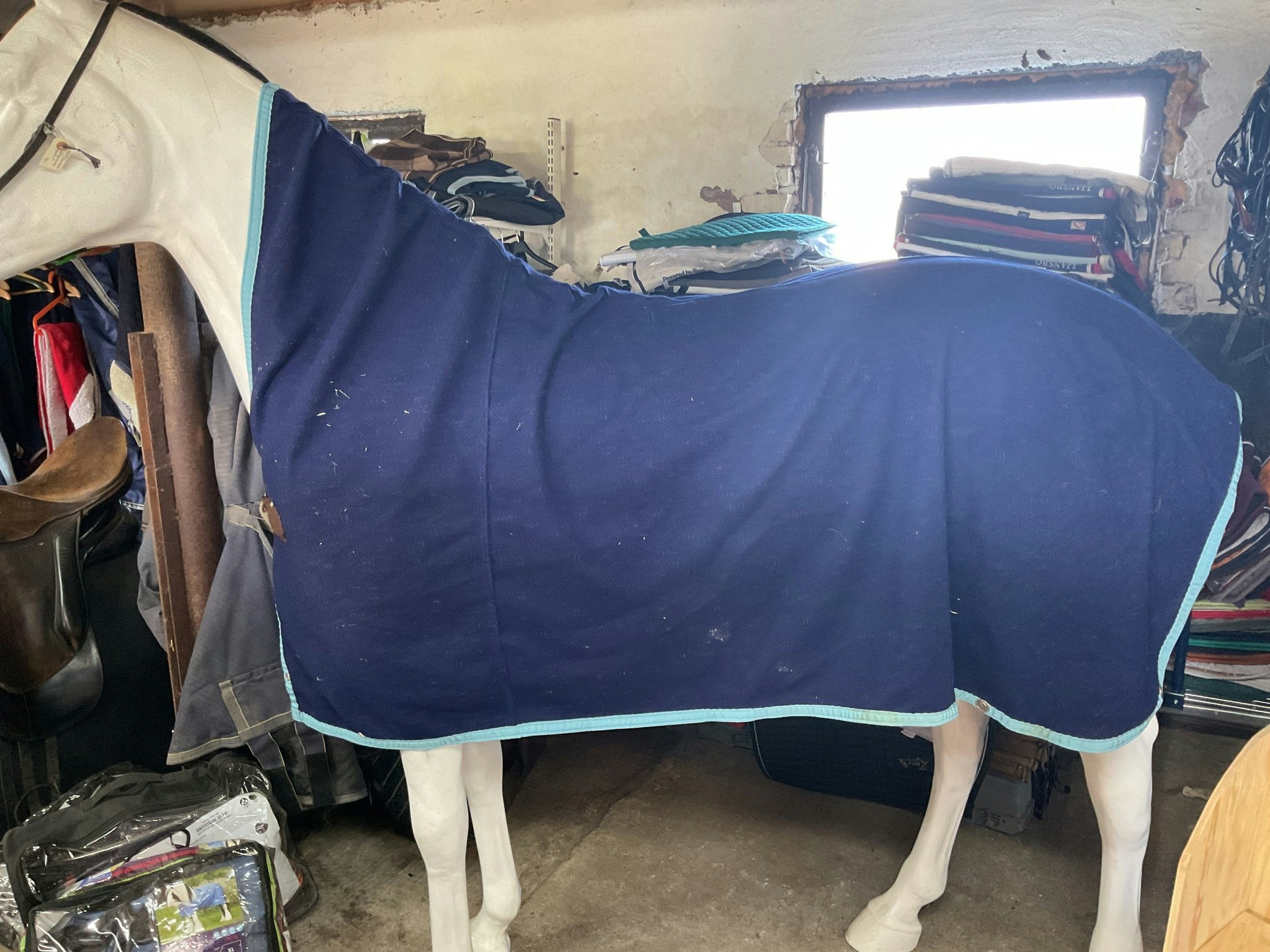 Fleecetäcke,140 cm, med helhals,blått