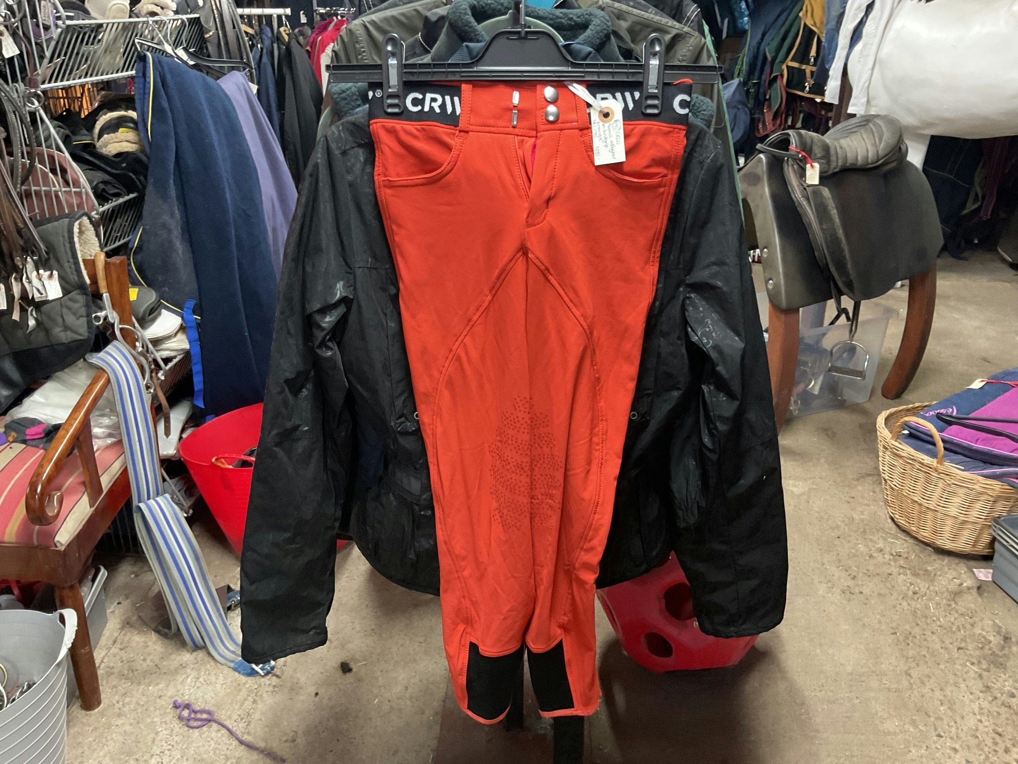 CRW tunna ridbyxor med knögrip,orange,stl 150