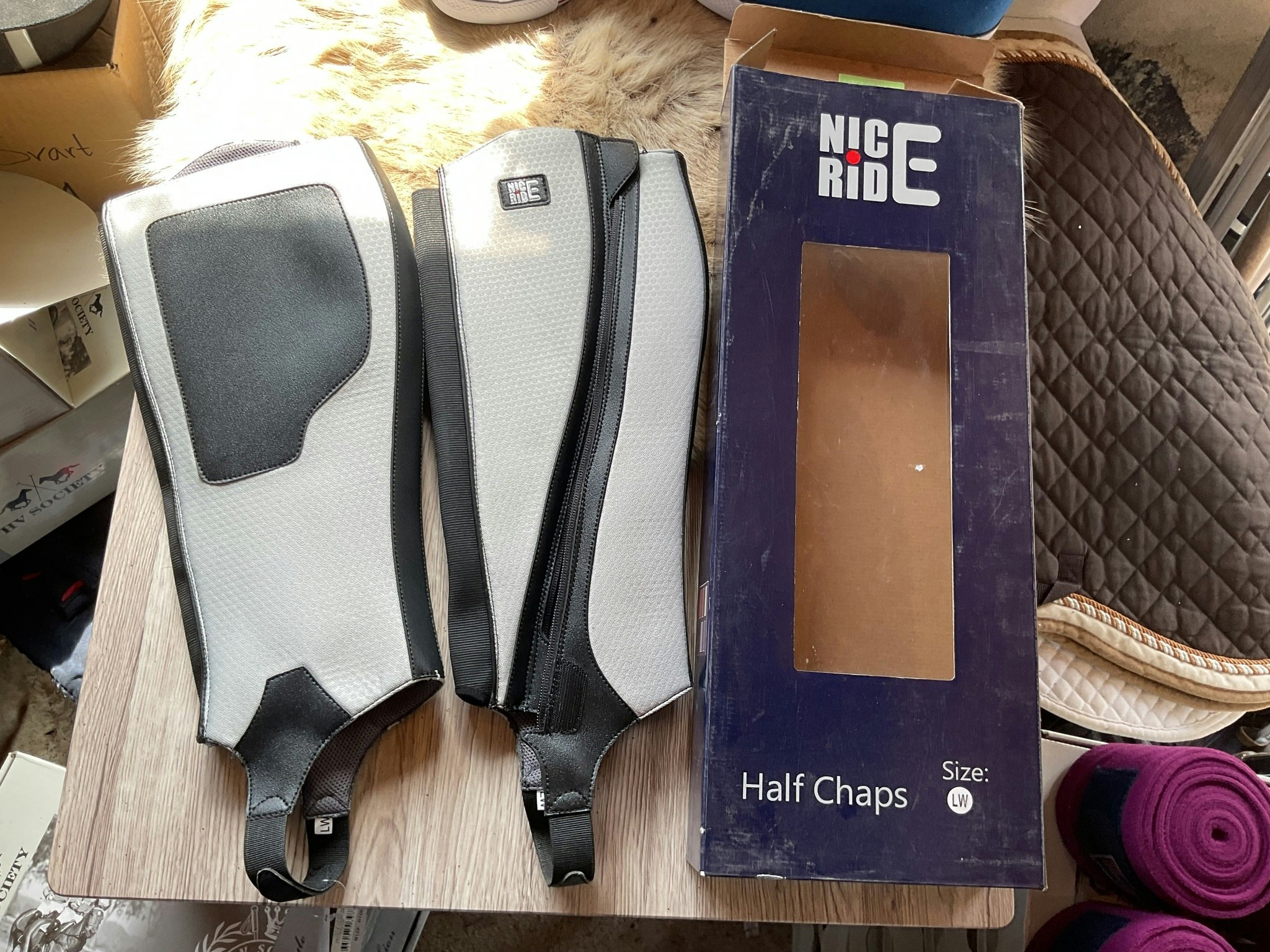 Nice ride halfchaps,gråa,stl LW,nya