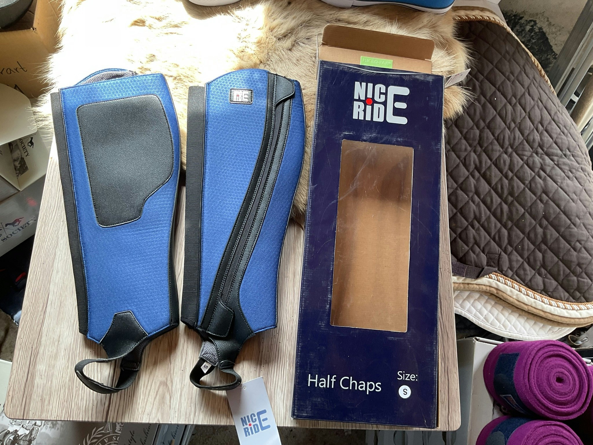 Nice ride halfchaps,blåa,stl s,nya