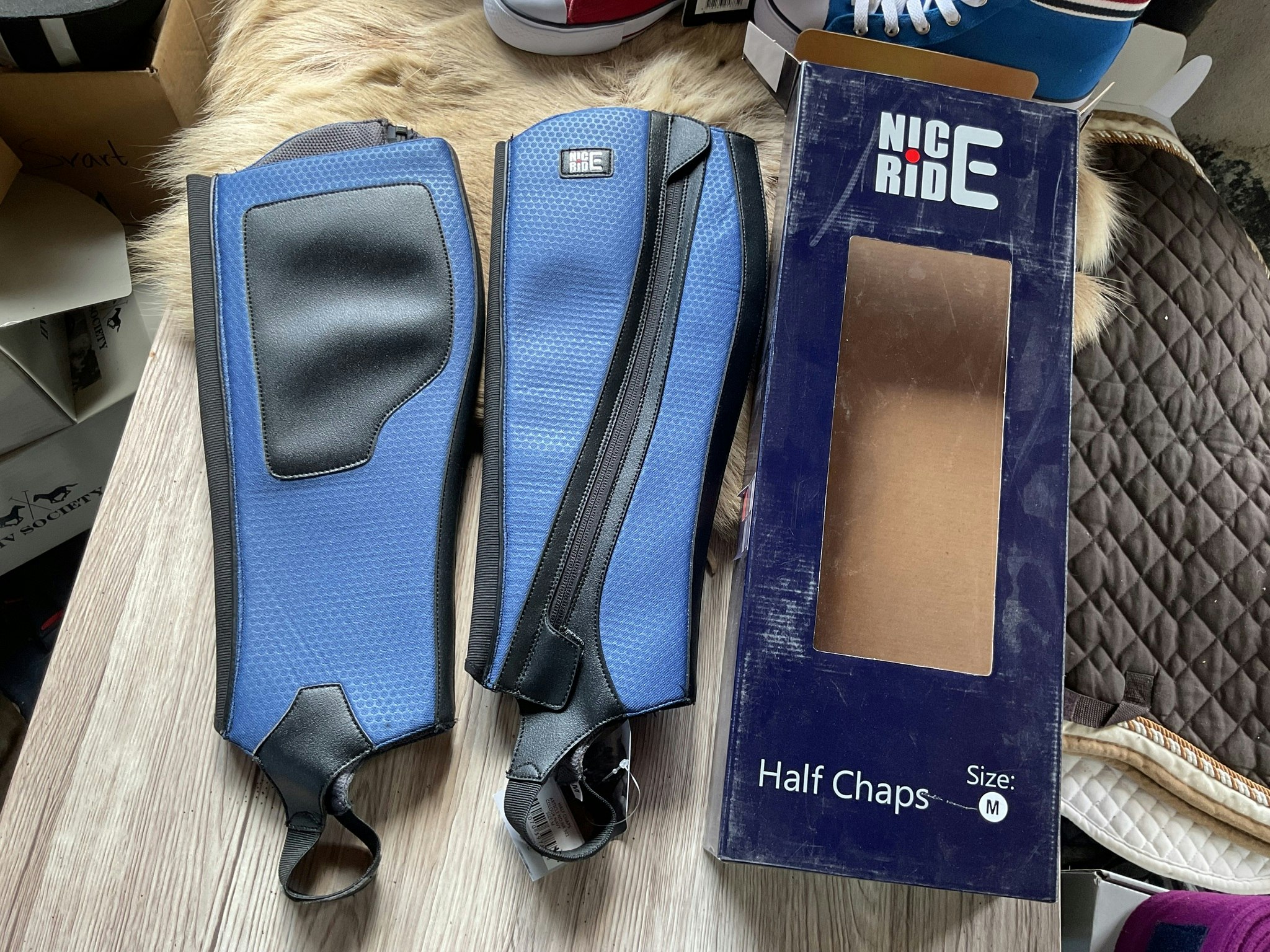 Nice ride,halfchaps,blåa,stl m,nya