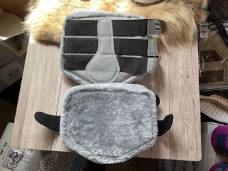 Benskydd med ludd,4-pack,gråa,f,nya