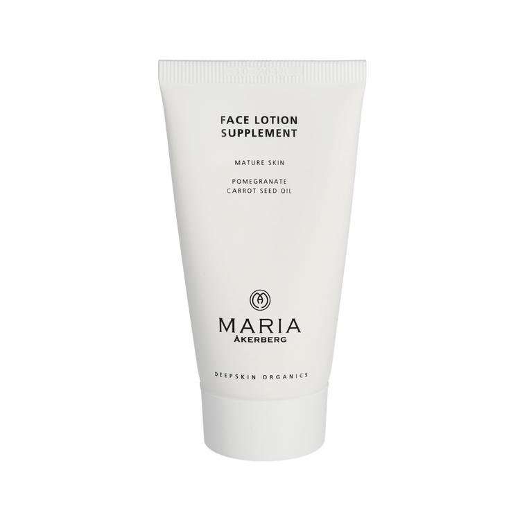 Maria Åkerbergs Face Lotion Supplement är en lyxig, utslätande anti-age creme för mogen hud med Granatäpple och Peptider som förbättrar elasticitet, minskar rynkor och förebygger åldrande.