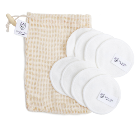 Återanvändbara Makeuprondeller ekologisk bambu & bomull 8 pack Snow Fox