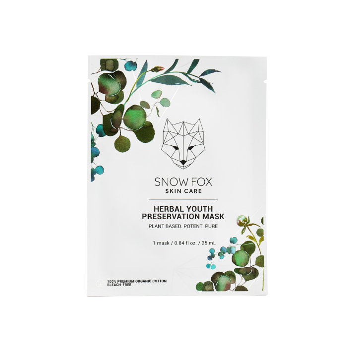 Snow Fox Sheet Mask -  A super green firming mask som är uppstramande, intensivt återfuktande, ger fin näring och plumping effekt. Optimal för mycket torr och mogen hud men även för alla hudtyper.