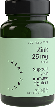 Zink är ett av de absolut viktigaste mineralerna och medverkar i många olika processer i kroppen bland annat för immunförsvar, hår/hud/naglar, träning, fertilitet och syn.. Great Earth Zink i tablettf