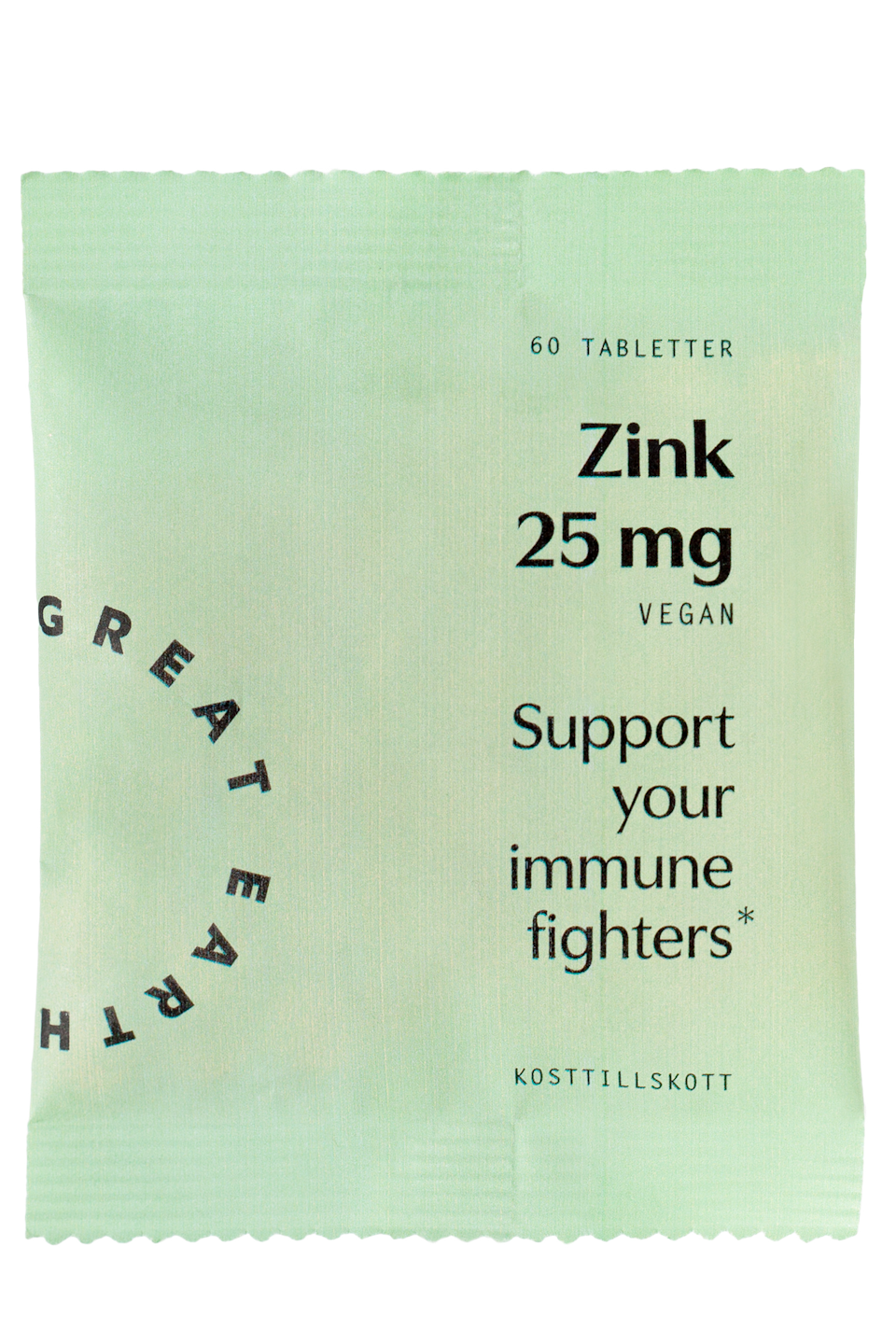 Zink 25 mg refill. Great Earth kosttillskott för immunförsvar, hår/hud/naglar, träning, fertilitet och syn