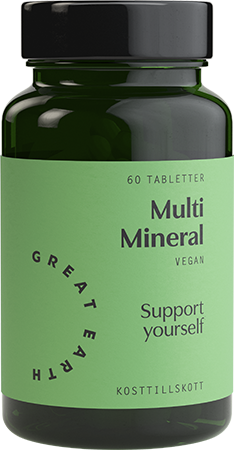 Great Earth Multi Mineral är ett multimineraltillskott som innehåller alla viktiga mineraler, spårämnen samt vitamin D och K.