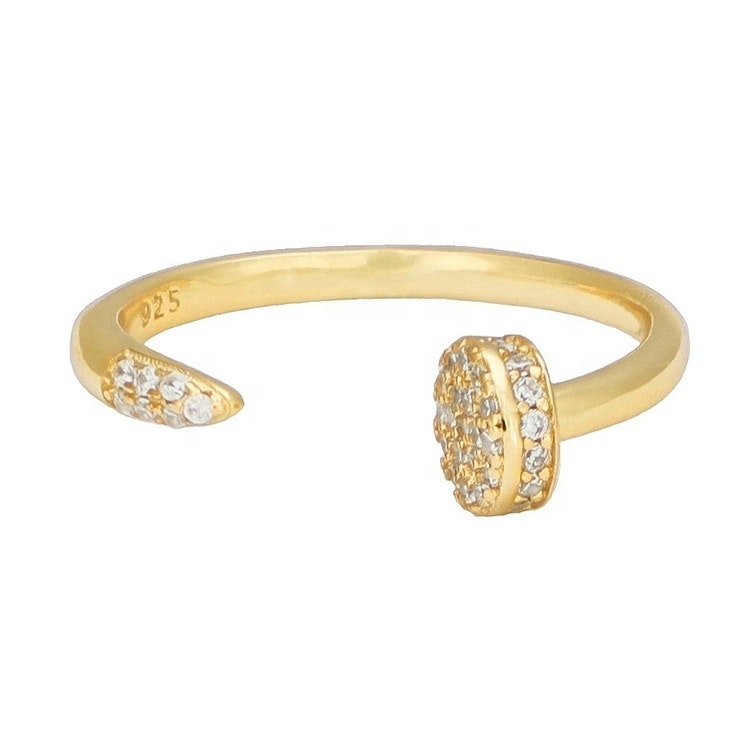 Open 18k gold sterling silver ring