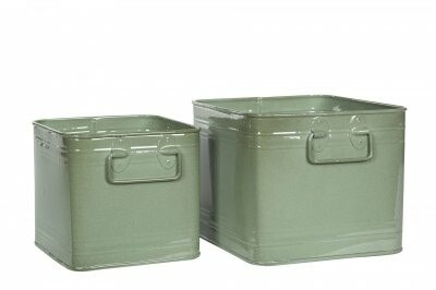2-pack Grön Kruka Emalj (2 storlekar)
