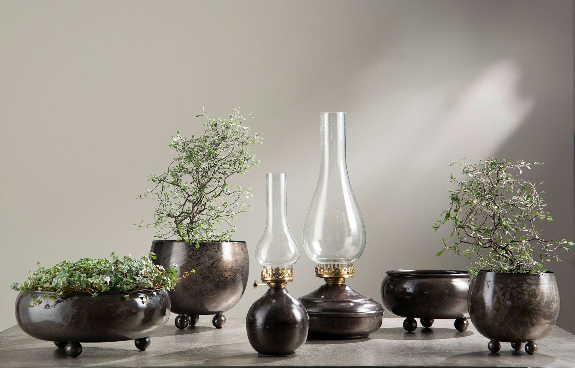 Värmeljuslampa Globe Grey Onyx