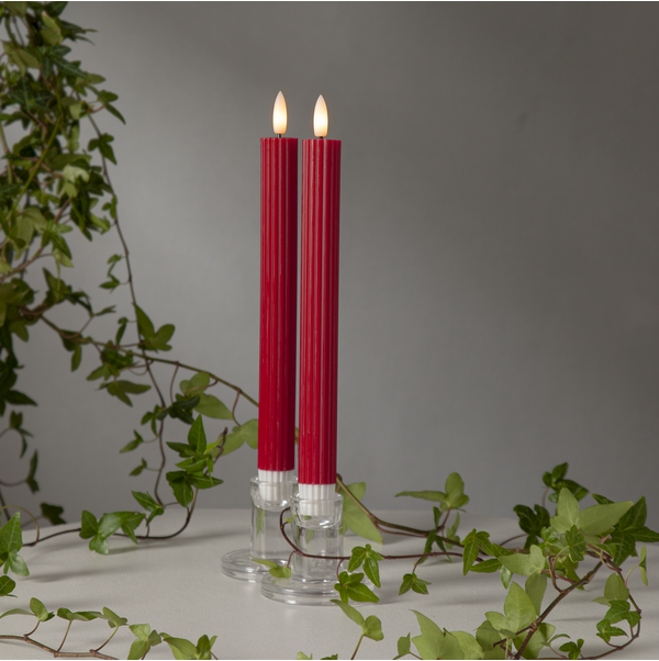 Röda LED Antikljus 2-pack Flamme Stripe