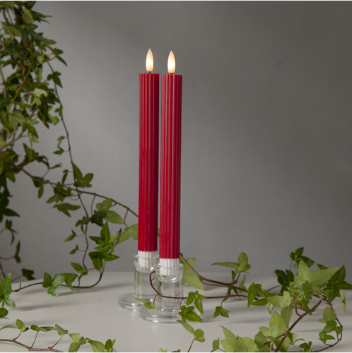 Röda LED Antikljus 2-pack Flamme Stripe