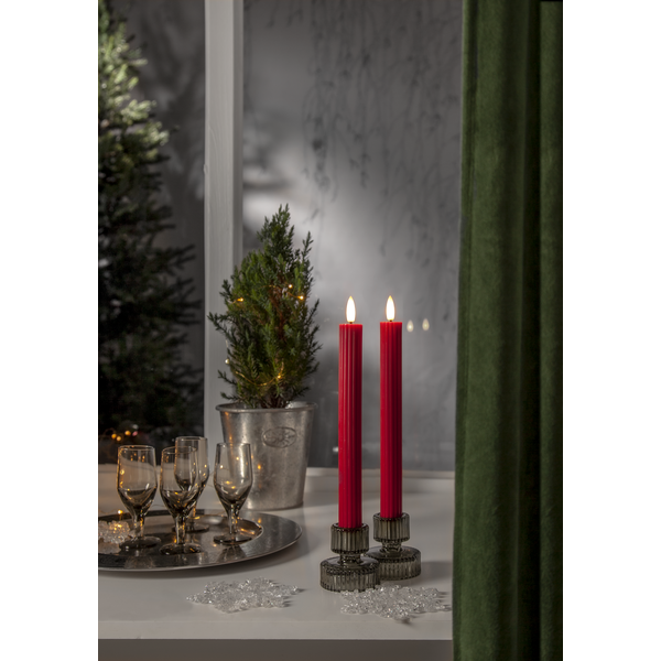 Röda LED Antikljus 2-pack Flamme Stripe