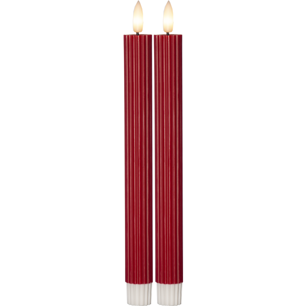 Röda LED Antikljus 2-pack Flamme Stripe
