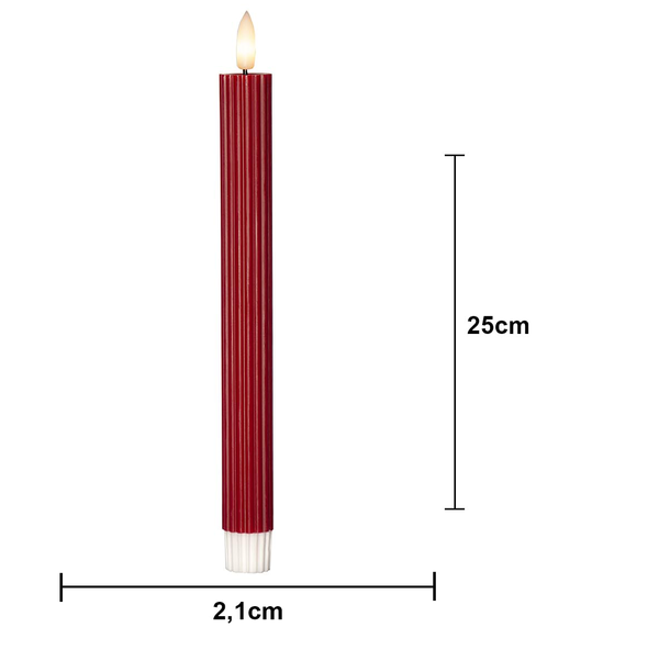 Röda LED Antikljus 2-pack Flamme Stripe