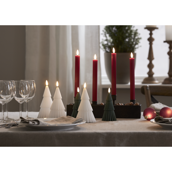 Röda LED Antikljus 2-pack Flamme Stripe