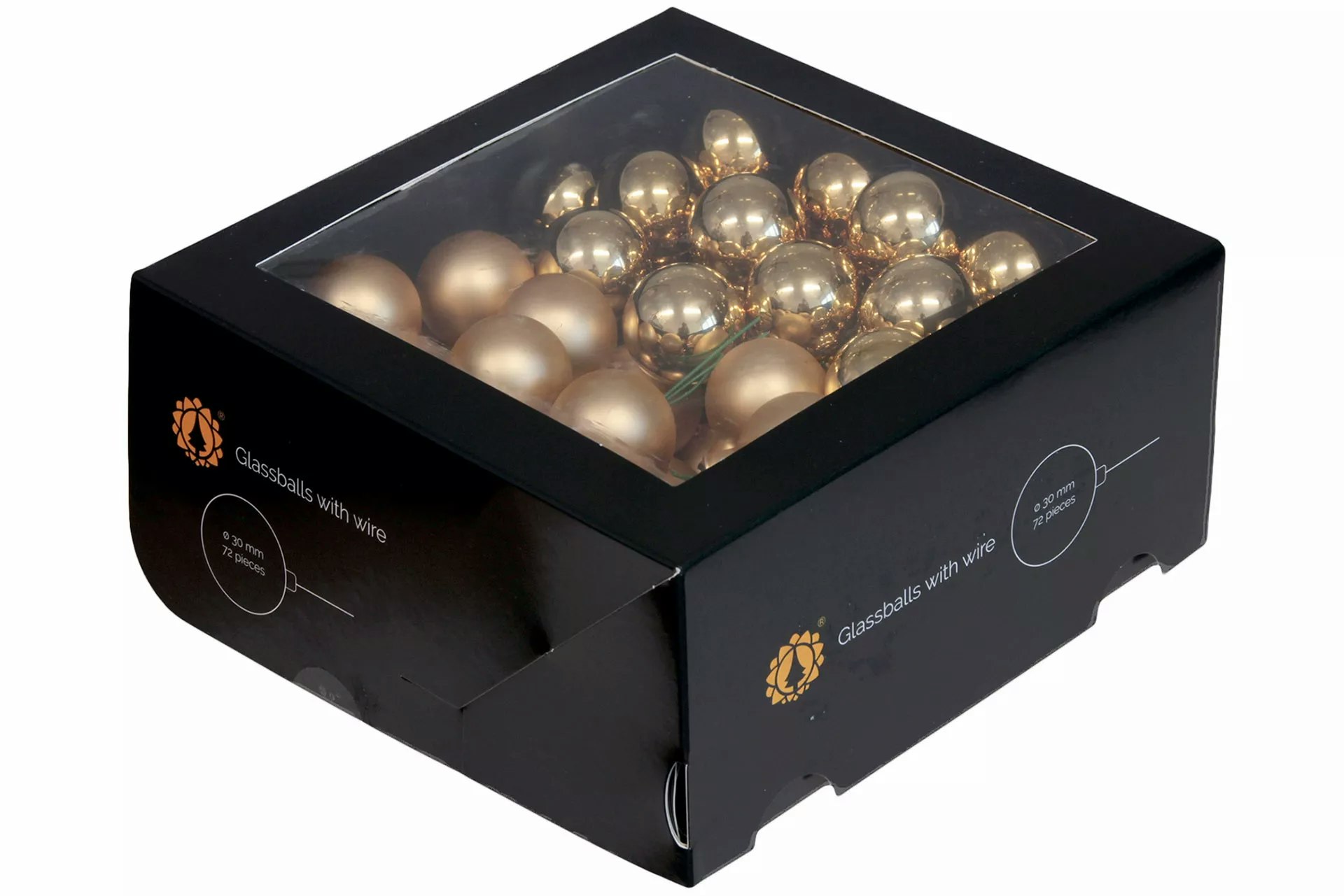 Glaskula 3cm (Röd, Grön, Guld)