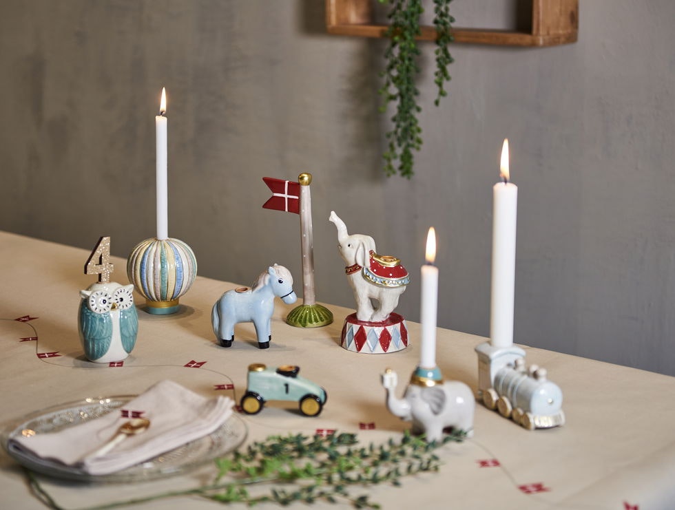 Tåg ljusstake - blå
