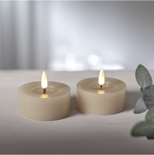 Beige 2-pack Stora Värmeljus LED