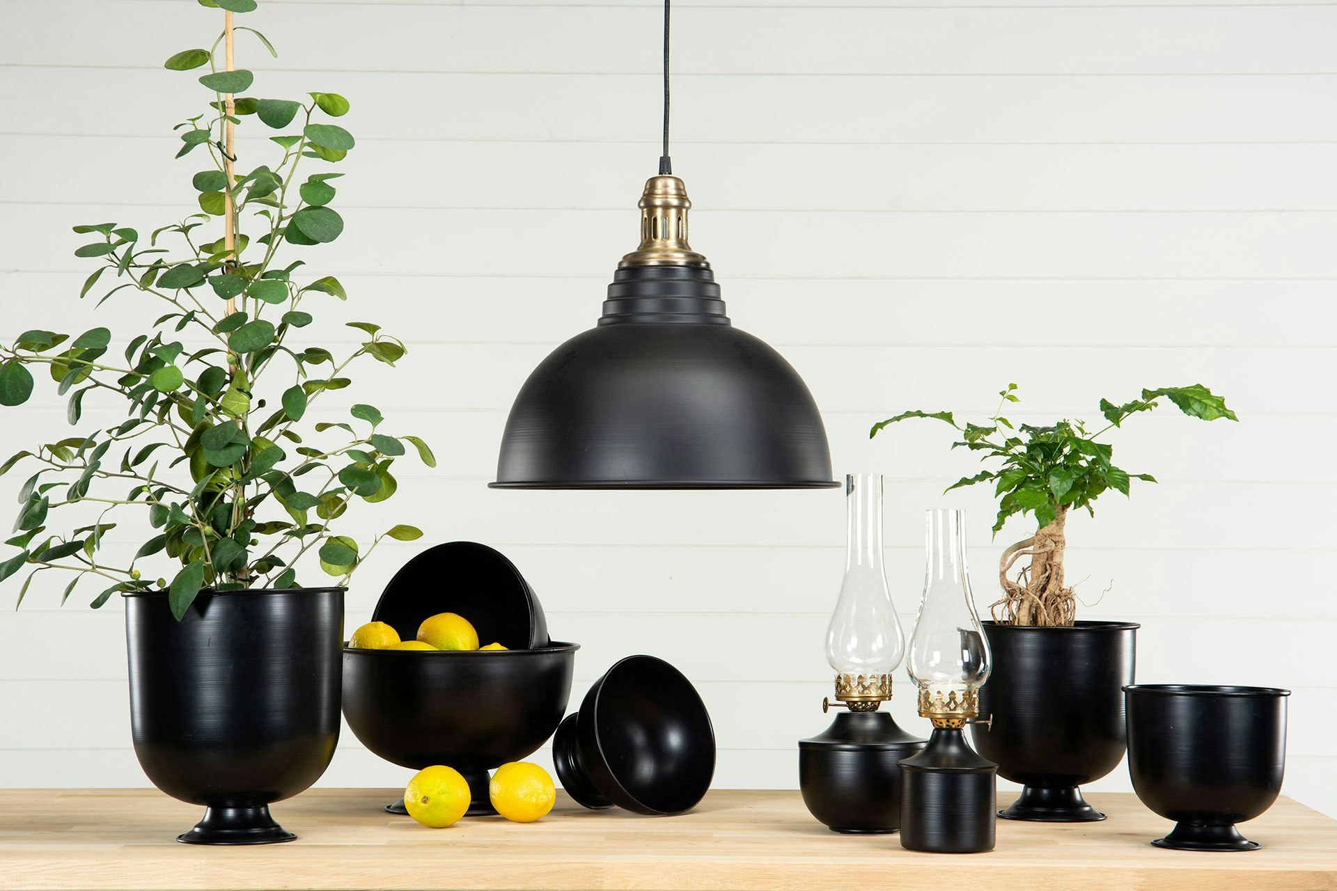 Svart Värmeljuslampa 34cm