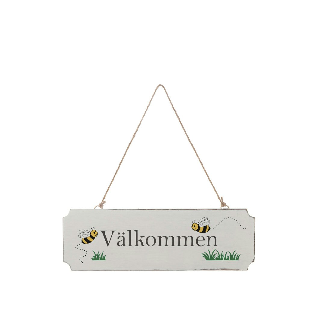 Träskylt Välkommen Bi