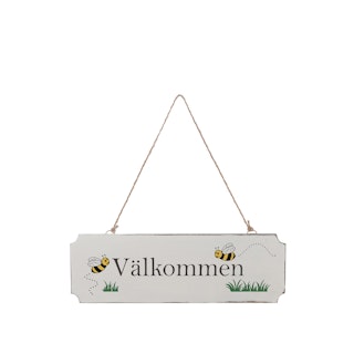 Träskylt Välkommen Bi