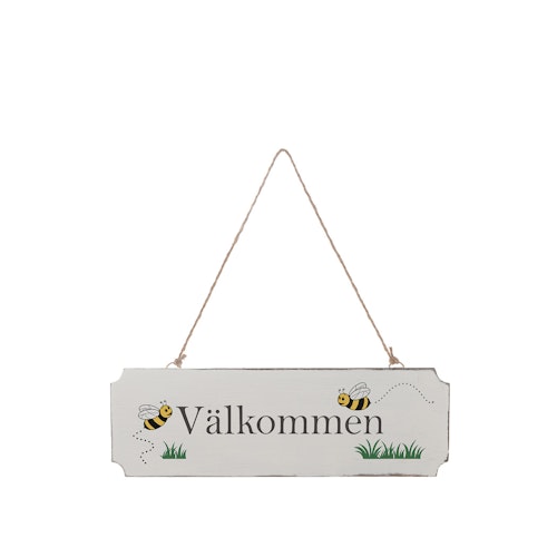 Träskylt Välkommen Bi