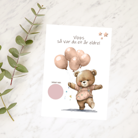 Bamse m/ rosa ballonger