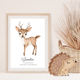 Fødselsplakat - bambi