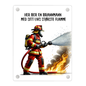 Her bor en brannmann..