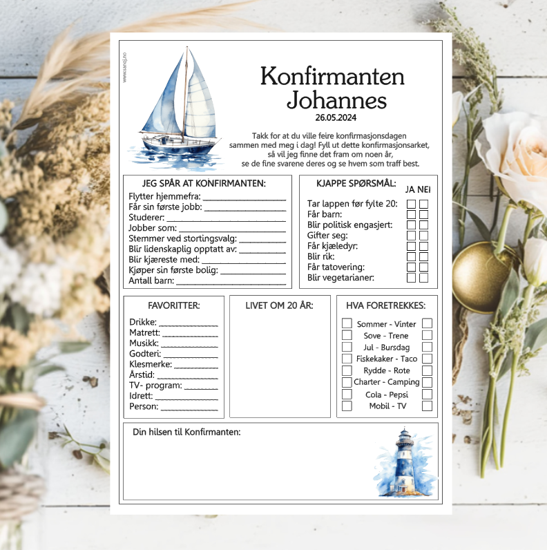 Maritimt - konfirmasjonsark