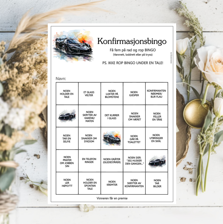 Konfirmasjonsbingo, velg design