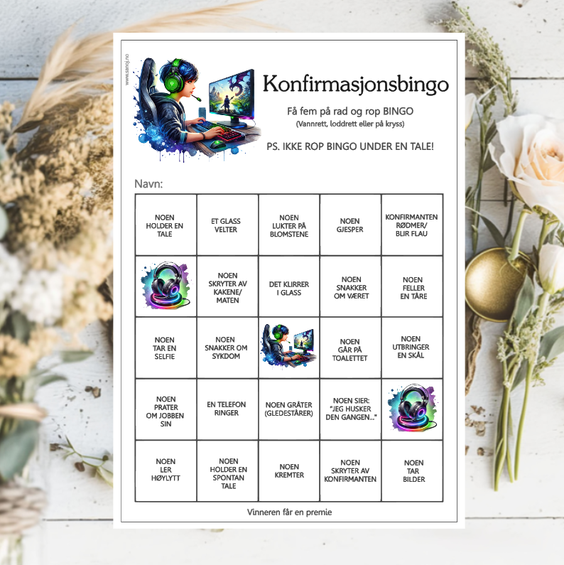 Konfirmasjonsbingo, velg design