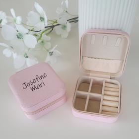 Smykkeskrin med navn, rosa