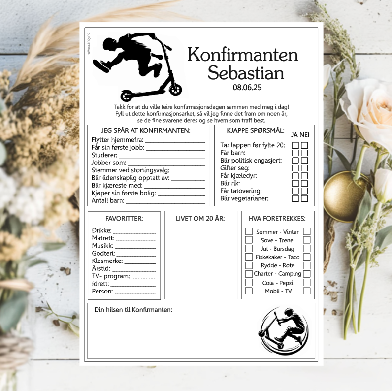 Sparkesykkel - konfirmasjonsark