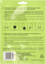 Kimoco beauty mask Collagen + Avokado - Nourishing & Regenerating Sheet Mask