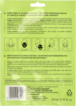 Kimoco beauty mask Collagen + Avokado - Nourishing & Regenerating Sheet Mask