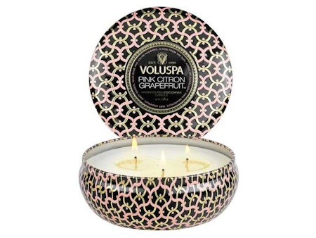 Voluspa 3-Wick Candle In Decorative Tin - Pink Citron Grapefruit