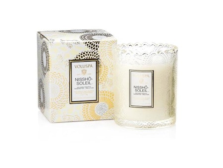 Voluspa Scalloped Edge Embossed Glass Candle - Nissho Soleil