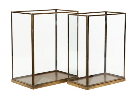 Lykta/Glas Cube Antik Mässing